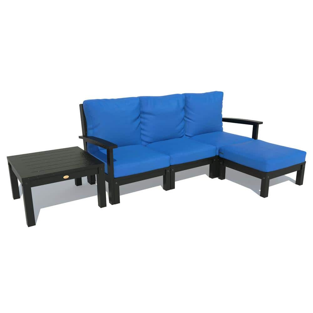Highwood Bespoke Deep Seating 3Piece Plastic Outdoor Couch, Ottoman