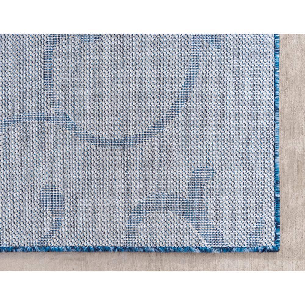 Azure Blue and White Rectangular Synthetic Outdoor Rug, 6' x 9'