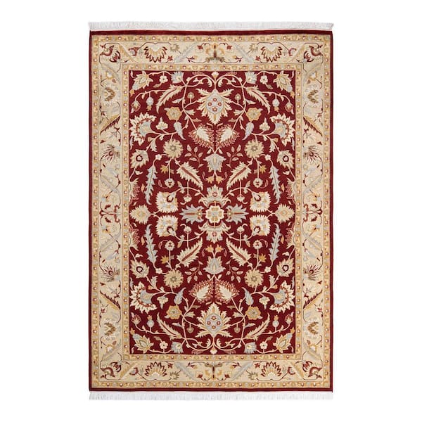 Solo Rugs One-of-a-Kind Traditional Red 4 ft. x 6 ft. Hand Knotted Oriental Area Rug
