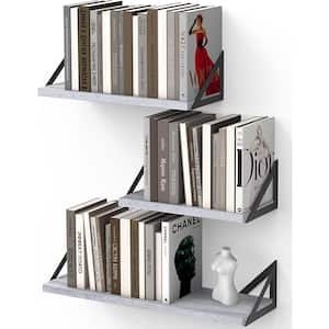 16.5 in. W x 5.5 in. D Gray Wood Composite Decorative Wall Shelf, Set of 3