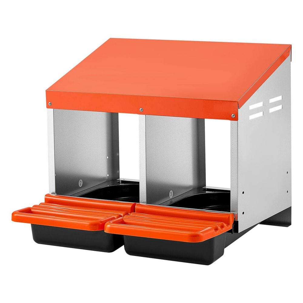 Chicken Nesting Boxes, 2 Compartments, Orange, Wall-Mountable, Galvanized Steel and Sturdy Plastic, Roll-Out Design price history on PriceWatchPro