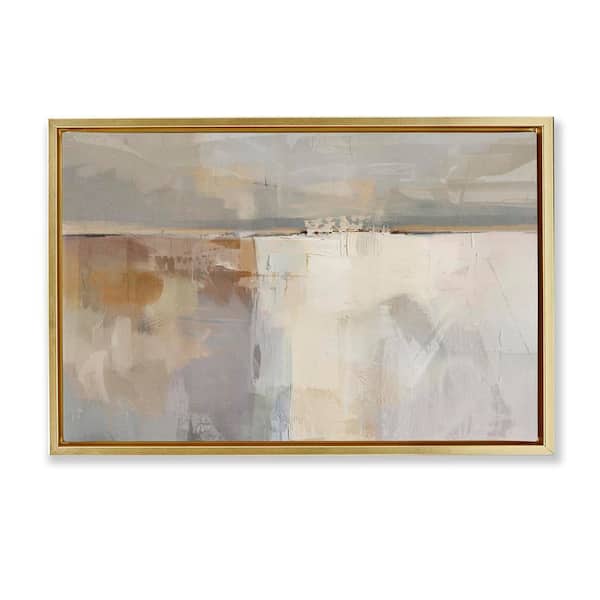 Stupell Industries Shimmering Meadow Illusion by Nina Blue Gold Floater Frame Abstract Graphic Art Print 17 in. x 25 in.