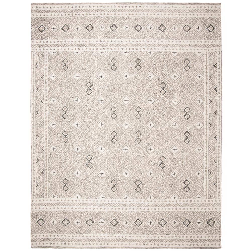 Grey and Ivory Hand-Tufted Wool 8' x 10' Area Rug