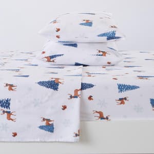 4-Piece Multi-Colored 100% Turkish Cotton Flannel Queen Winter Sheet Set