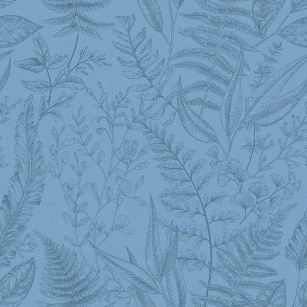 Unbranded Into The Wild Blue Botanical Leaf Paper Non-Pasted Non-Woven Wallpaper Roll