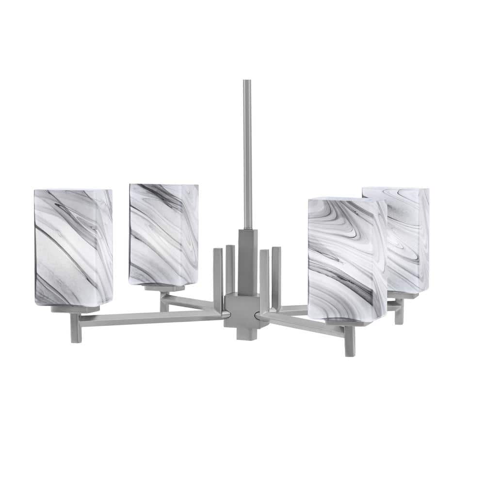 Bridgewater 19 in. 4-Light Graphite Chandelier with 3.5 in. Square Onyx Swi