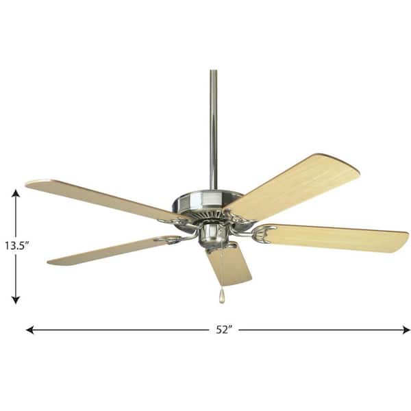 Progress Lighting Airpro 52 In Brushed, Energy Star Certified Ceiling Fan With Light