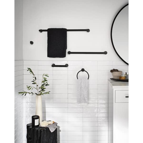 Wall Mounted Genta Pivoting Toilet Paper Holder in Matte Black