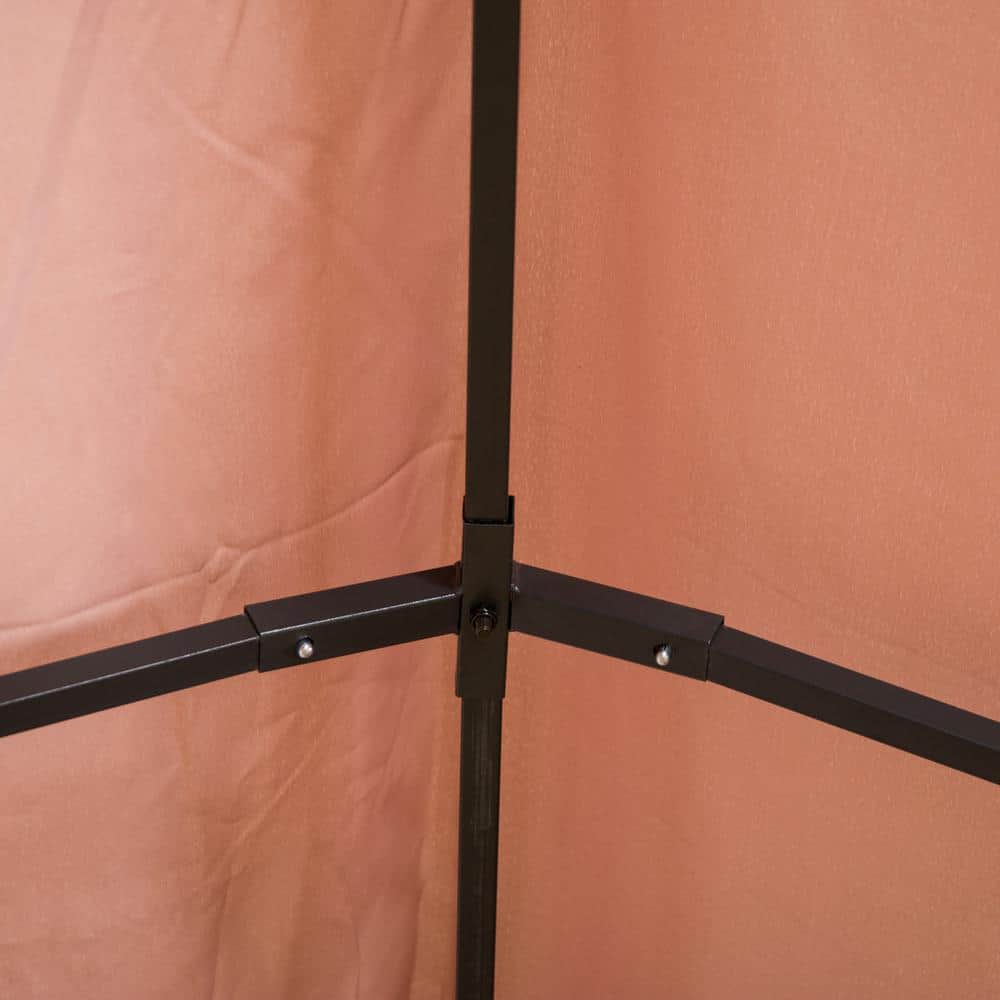 Khaki Steel Frame Outdoor Gazebo with Curtains
