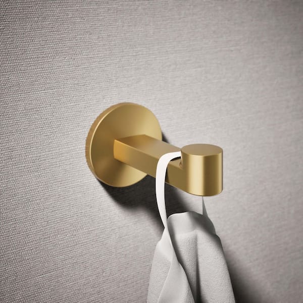 Components Knob Robe/Towel Hook in Vibrant Brushed Moderne Brass
