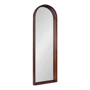 Hutton 48 in. x 16 in. Transitional Arch Walnut Brown Framed Decorative Wall Mirror