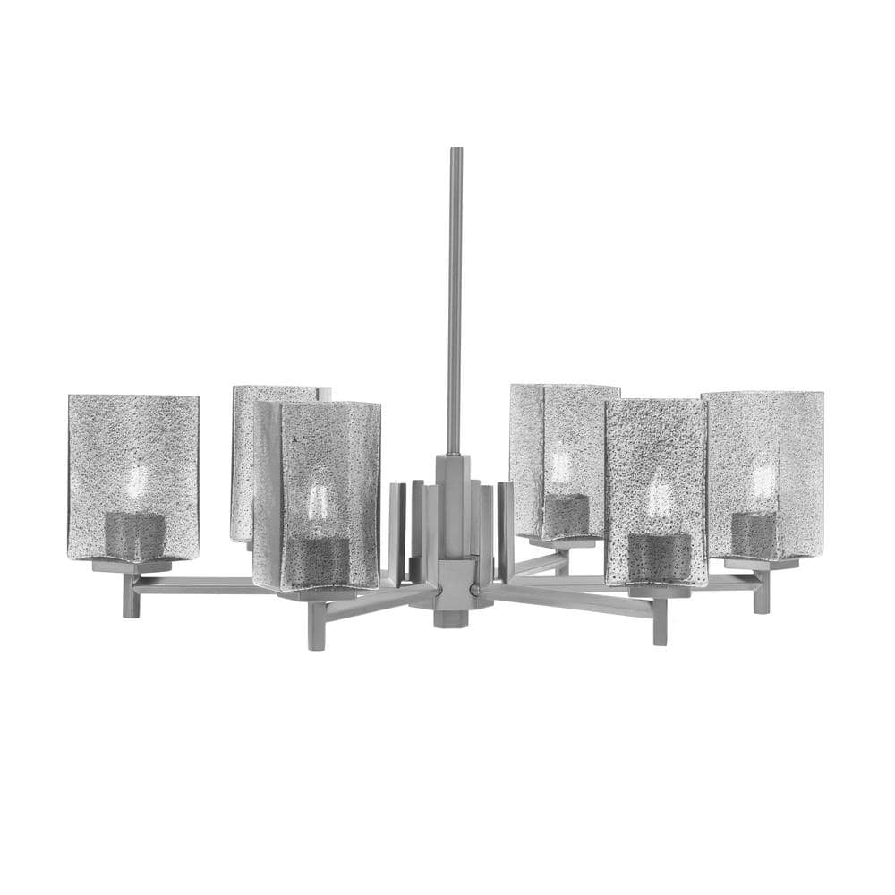Bridgewater 24.5 in. 6-Light Graphite Chandelier with 3.5 in. Quare Smoke B