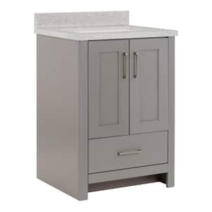 Westcourt 25 in. W x 22 in. D x 39 in. H Single Sink  Bath Vanity in Sterling Gray with Silver Ash Solid Surface Top