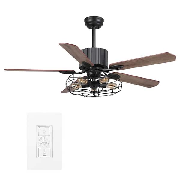 CARRO Heritage 52 in. Indoor Light Brown Smart Ceiling Fan with Light Kit and Wall Control, Works with Alexa/Google Home
