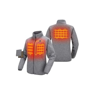 Women's Small Gray 7.38-Volt Lithium-Ion Heated Fleece Jacket with 1 Upgraded Battery and Charger