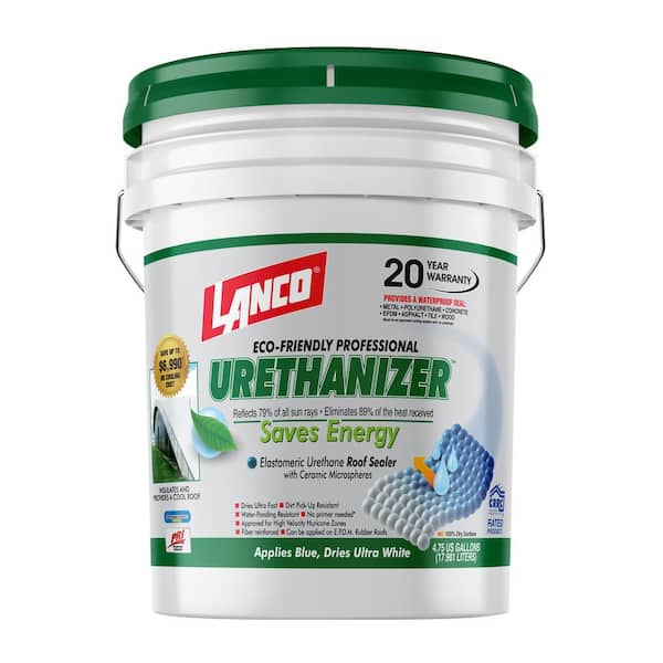 Lanco Urethanizer 5 Gal. 100% Acrylic Urethane Elastomeric White Reflective Roof Sealer