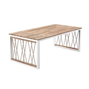 Warchena White Wood Outdoor Coffee Table
