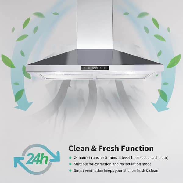 Dropship 30 Inch Range Hood Wall Mounted 450 CFM Touch Panel Kitchen  Stainless Steel Vented to Sell Online at a Lower Price