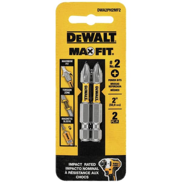 MAXFIT Impact Rated 2 in. #2 Philips Steel Screwdriver Drill Bit (2-Piece)