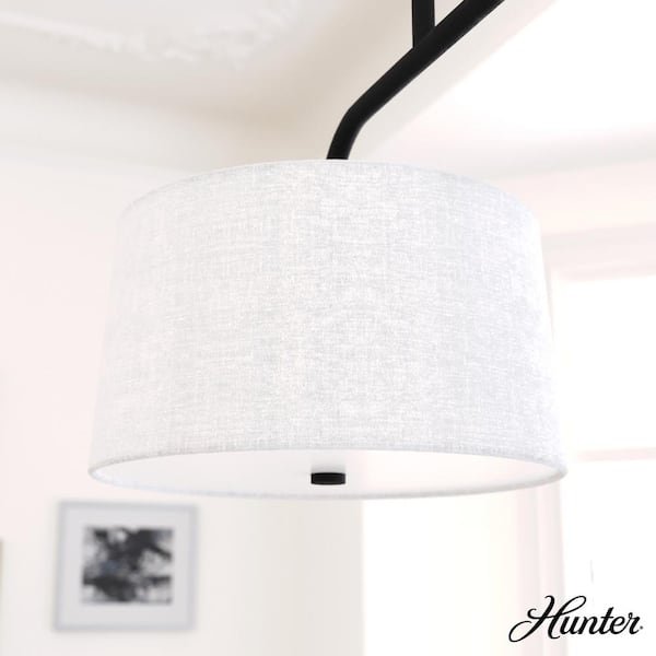 Hunter Cottage Hill 4-Light Natural Iron Shaded Chandelier with Fabric Shades
