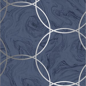 Aqueous Geo Cobalt Blue Removable Wallpaper Sample