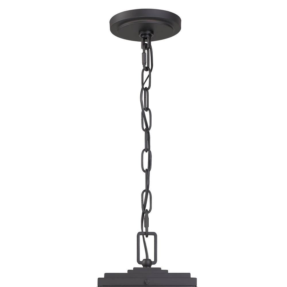 Matte Black Glass 3-Light Outdoor Pendant