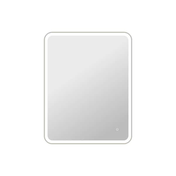33 in. W x 42 in. H Rectangle Framed LED Wall Mirror in Silver