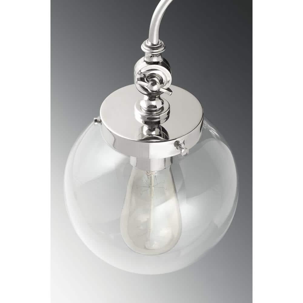 Elegant Mini Globe Pendant in Natural Brass with Clear Glass