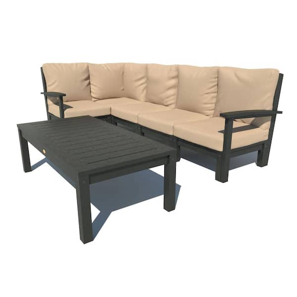 Highwood Bespoke Deep Seating 6-Piece Plastic Outdoor Sectional Set with Conversation Table and with Cushions