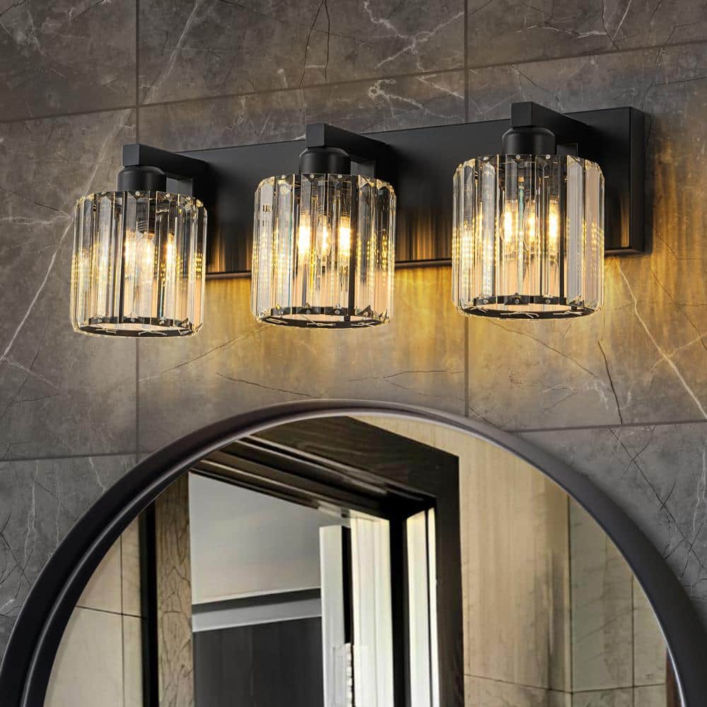 EDISLIVE Orillia 19.7 in. 3-Light Black Bathroom Vanity Light with ...