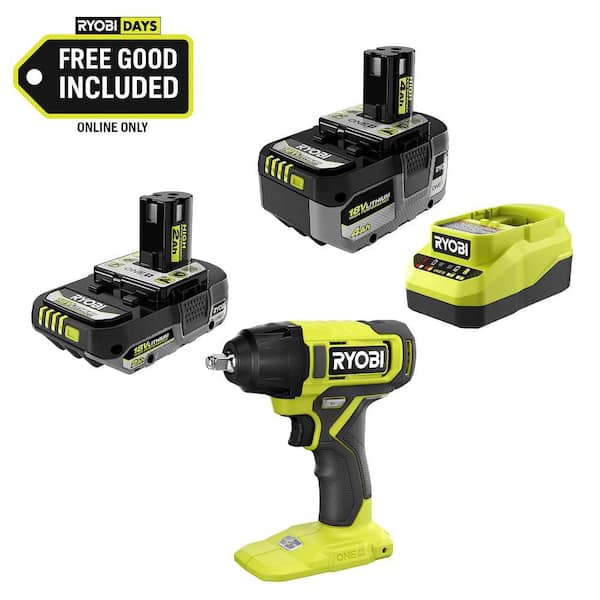 ONE+ 18V Cordless 3/8 in. Impact Wrench Kit with (1) 4Ah Battery, (1) 2Ah Battery, and Charger