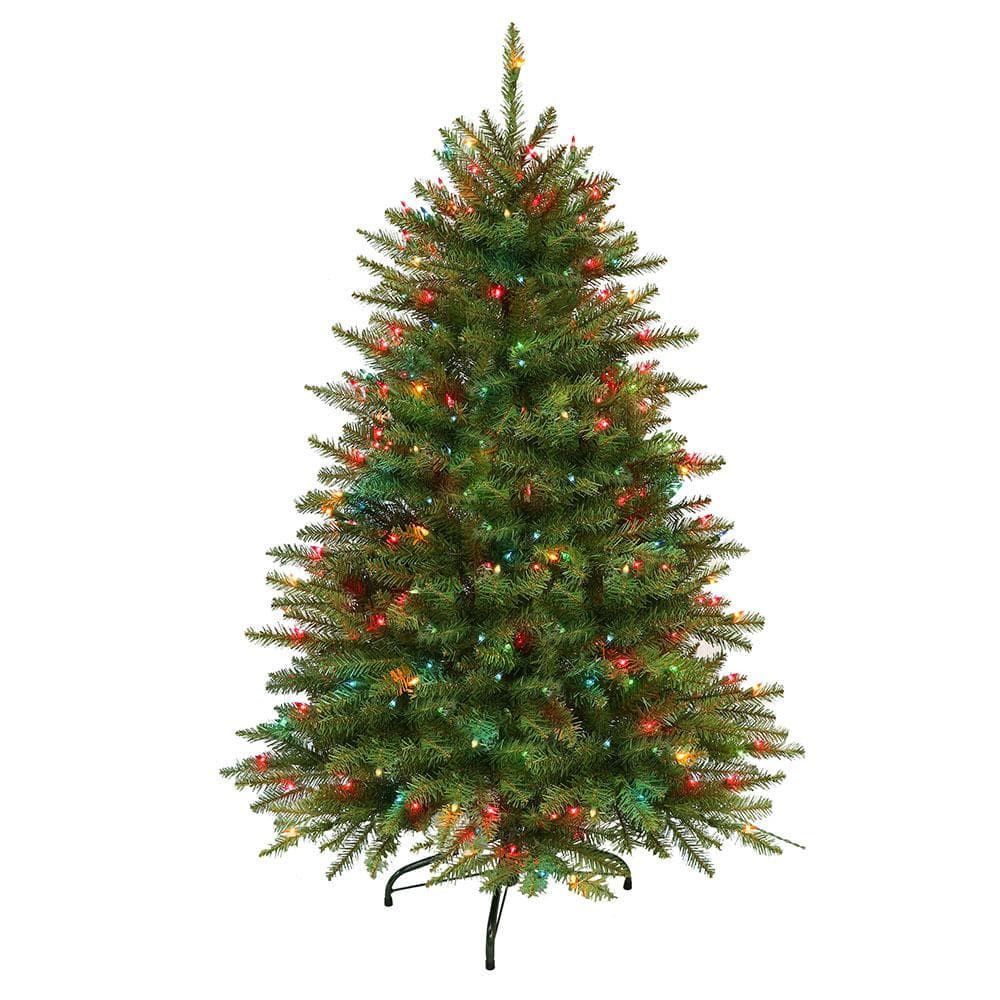 4.5-Foot Pre-Lit Fraser Fir Artificial Christmas Tree with Multi-Color Lights