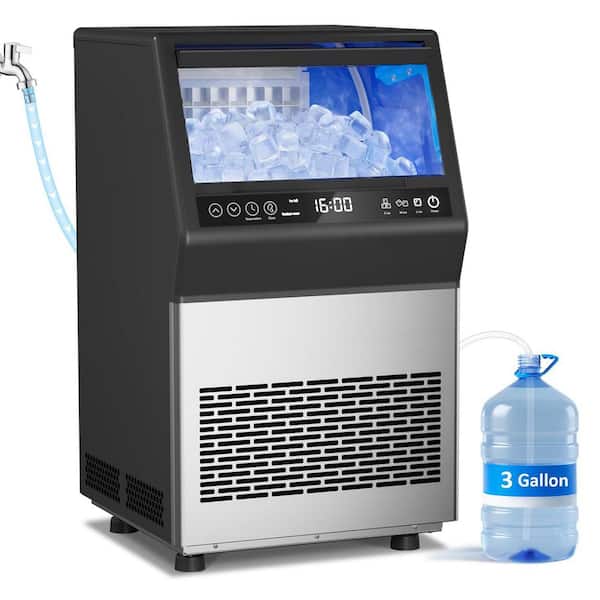 15.7 in. 110 LBS/24H Stainless Steel Commercial Ice Maker-Undercounter/Freestanding, Self-Cleaning, 3 Ice Thickness