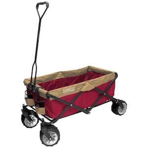 3.2 cu. ft./150 lbs. Capacity Folding Fabric and Steel Garden Cart in Maroon/Tan