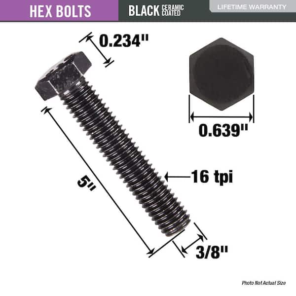 DECKMATE 3/8 in. -16 x 5 in. Black Hex Bolt 814936 - The Home Depot
