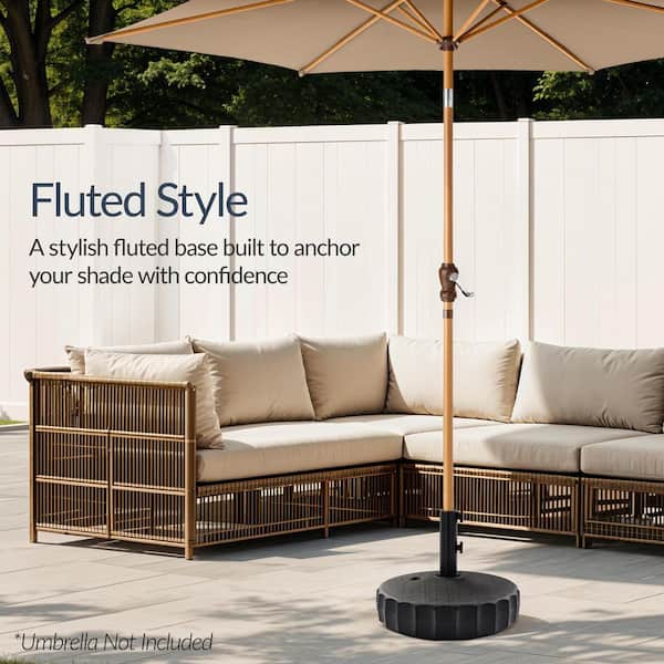 best type of patio umbrella base Best Choice Products Fillable Plastic Patio Umbrella Base Stand, Pole Holder w/ Adjustment Knob, Fluted Style