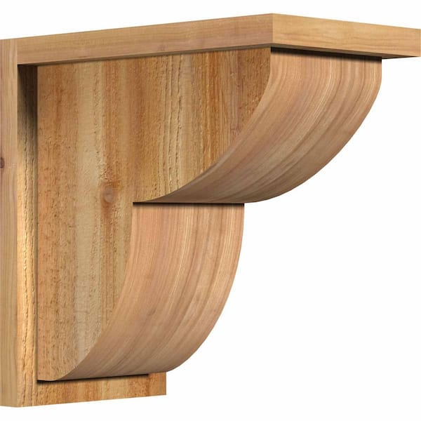 Ekena Millwork 8 in. x 14 in. x 14 in. Western Red Cedar Crestline Rough Sawn Corbel with Backplate