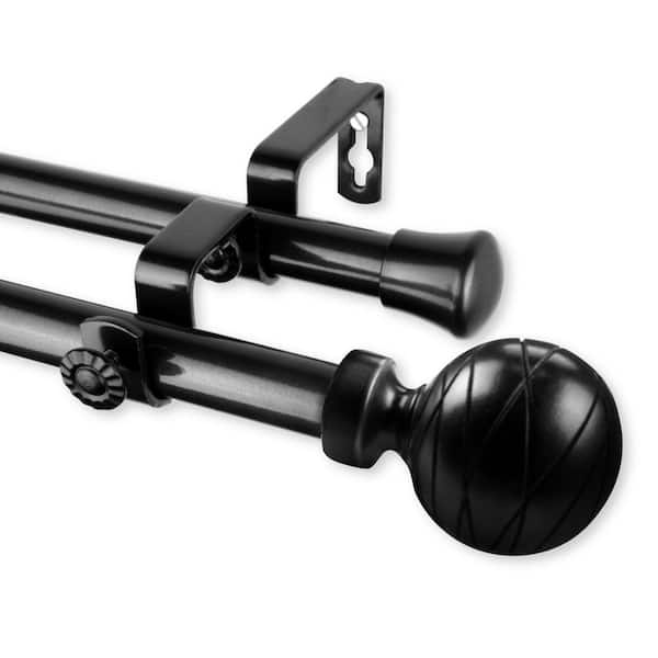 Rod Desyne Arman 48 in. - 84 in. Double Curtain Rod in Black