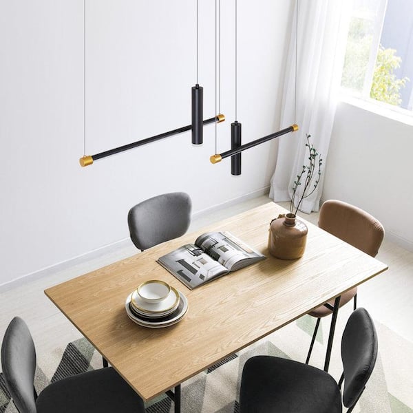 Keazile Yolo 36 in. 4-Light Modern Black Gold Cylinder