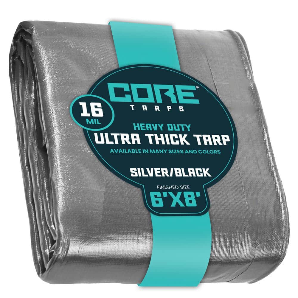 CORE TARPS 6 ft. x 8 ft. Silver/Black 16 Mil Heavy Duty