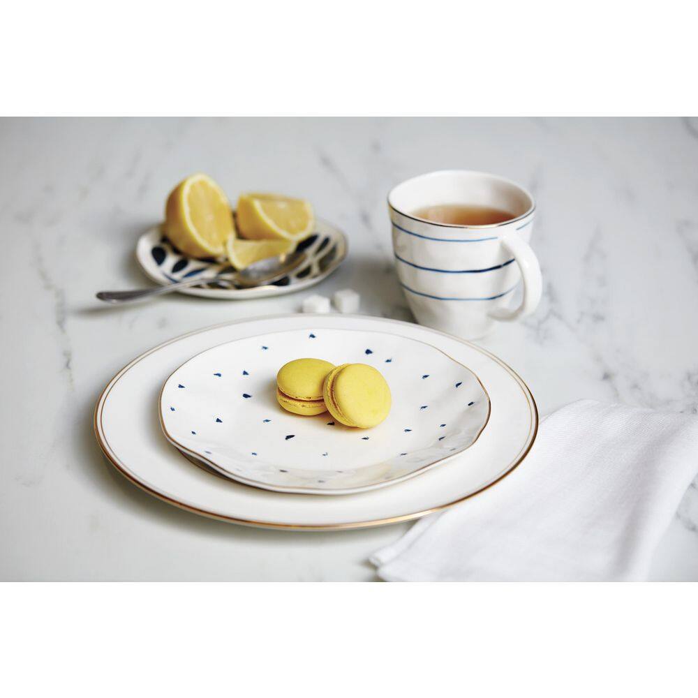 Blue and White Hand-Painted Porcelain Dessert Plates Set