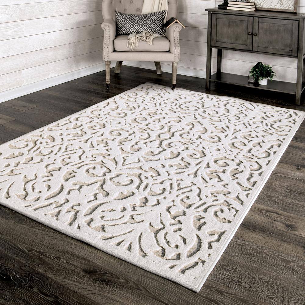 Natural Driftwood Rectangular Stain-Resistant Synthetic Rug 4' x 6'