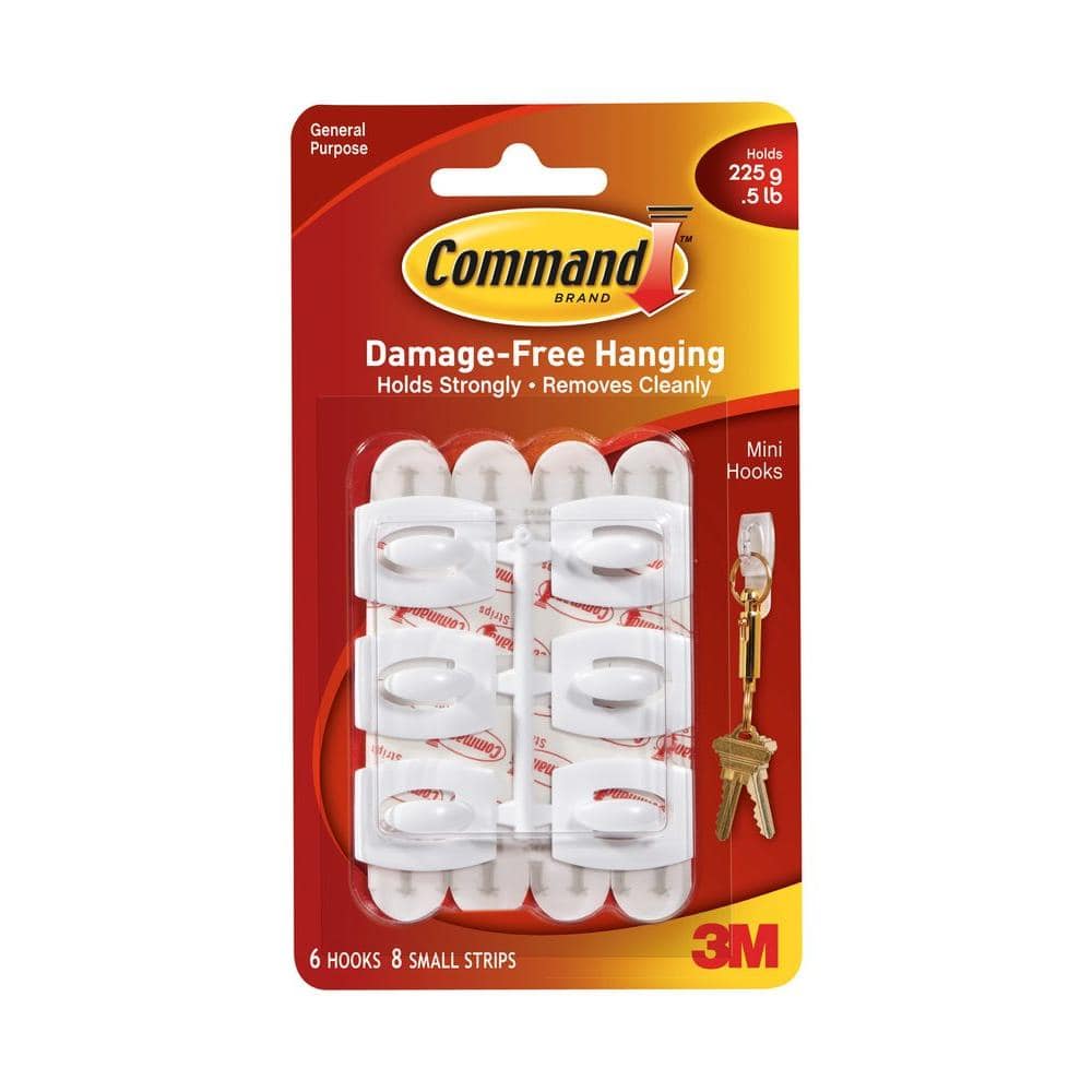 3 Pack White 3M Command Micro Utility Hooks With Strips Damage Free Hanging 