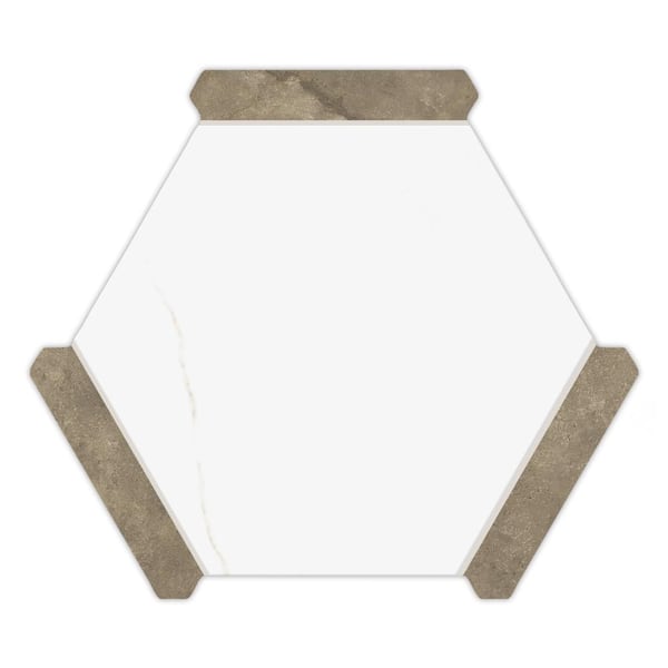 Merola Tile Marcotto Panal Calacatta Gold with Terra Picket 8-5/8 in. x 9-7/8 in. Porcelain Floor and Wall Take Home Tile Sample