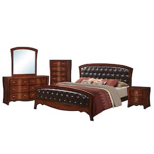 Jansen 5-Piece Medium Espresso King Panel Bedroom Set