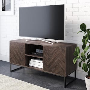 Dylan 47 in. Gray and Black Wood TV Stand Fits TVs Up to 55 in. with Storage Doors
