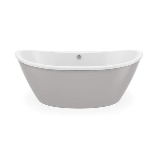 Delsia AcrylX 66 in. x 36 in. Freestanding Soaking Center Drain Bathtub in White with Sterling Silver Skirt