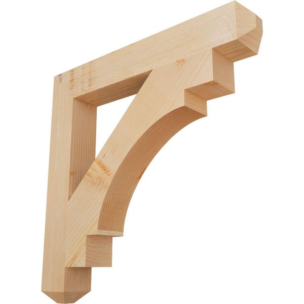 Ekena Millwork 3.5 in. x 28 in. x 28 in. Douglas Fir Merced Craftsman Smooth Bracket
