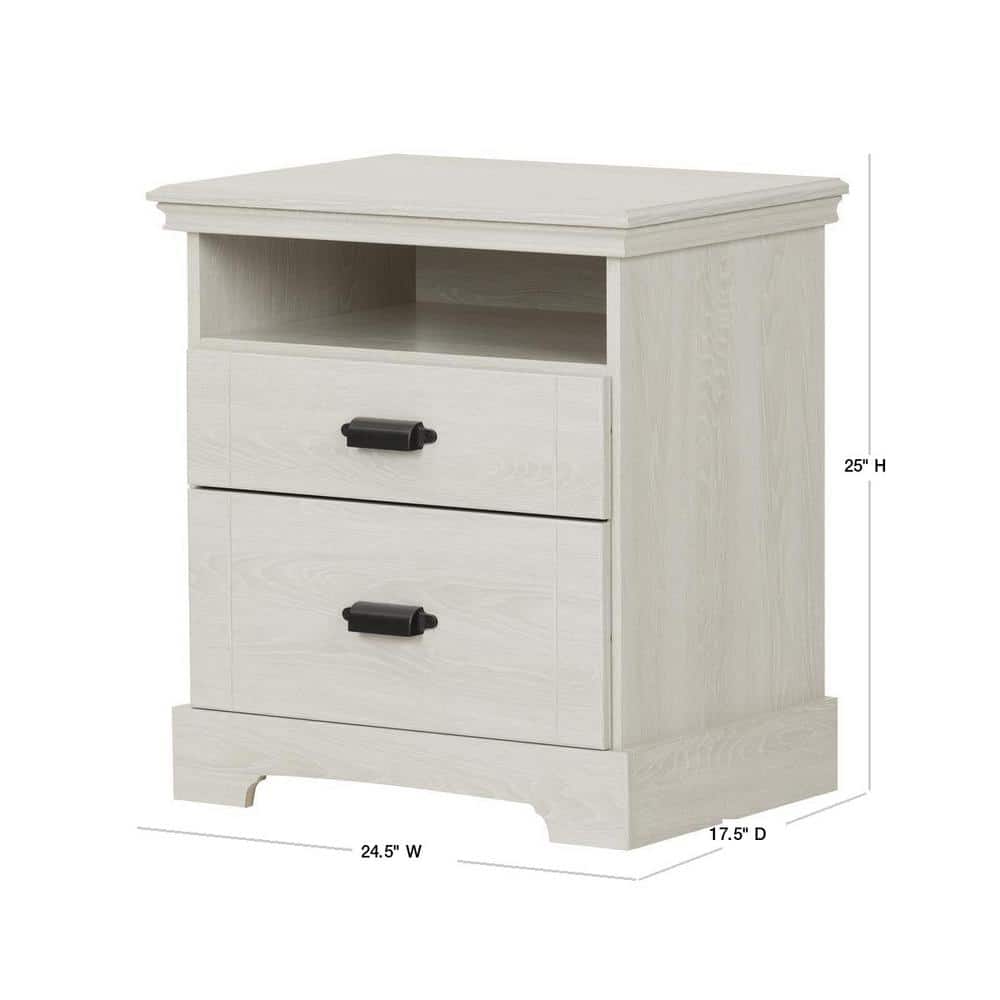 Avilla Modern Winter Oak 2-Drawer Nightstand with Open Cubby