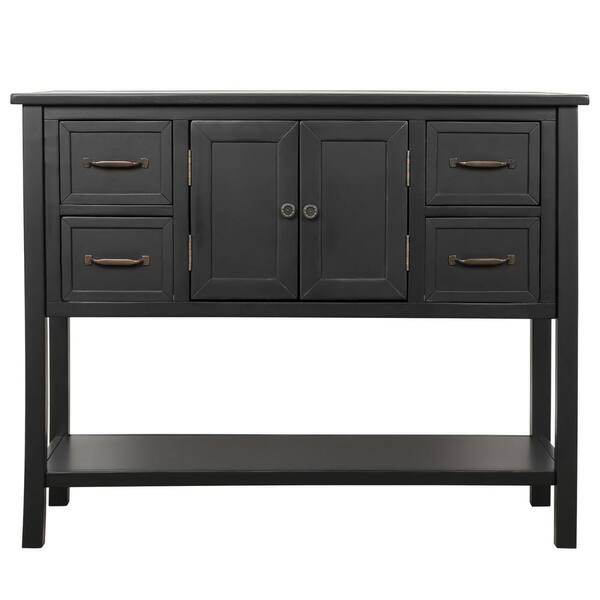 Huluwat 43 In Black Modern Rectangle, Black Modern Console Table With Drawers
